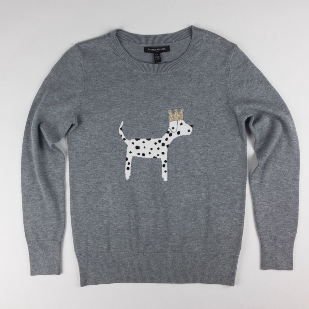 Banana Republic Crew neck Graphic Sweater Gray